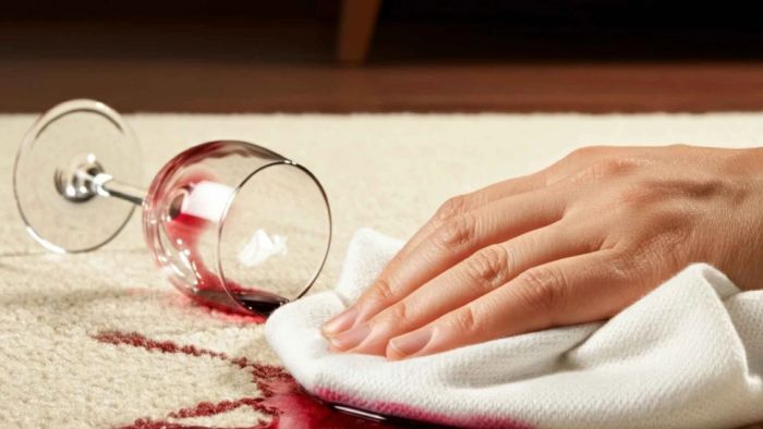 Quickly cleaning a carpet spill to prevent permanent stains and maintain carpet quality