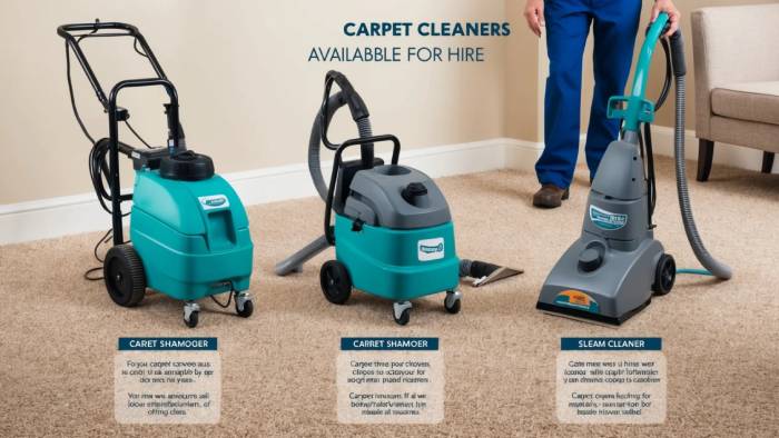 Essential carpet and steam cleaning equipment for hire, including machines, accessories, and tips for effective home or office cleaning