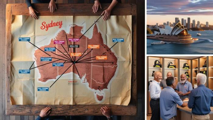 Carpet and steam cleaning machines available for hire across major Australian cities, highlighting regional availability and convenience.