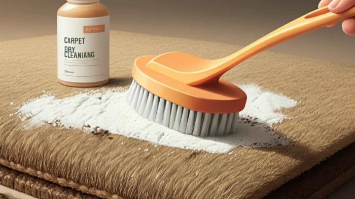 Close-up of a carpet being cleaned using dry carpet cleaning methods without water